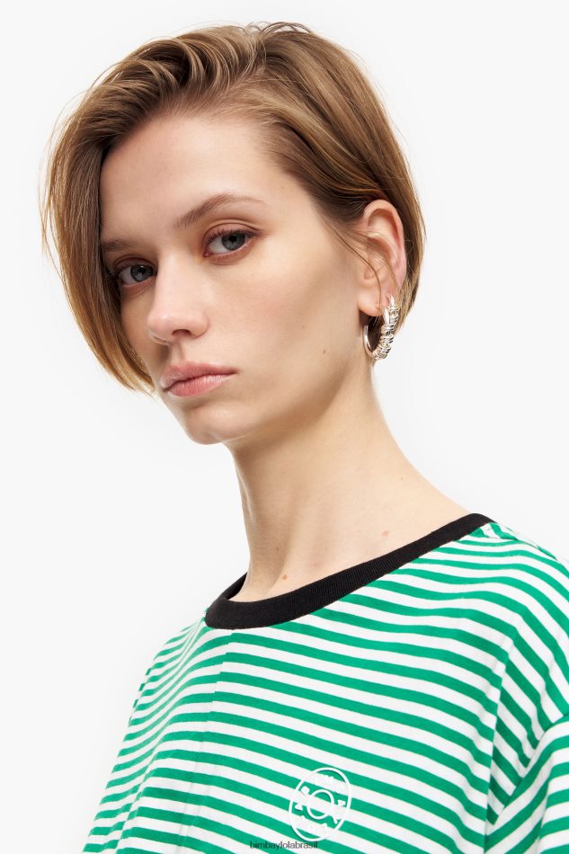 roupas Bimba Y Lola camiseta boxy nó verde e branco P28JFH321