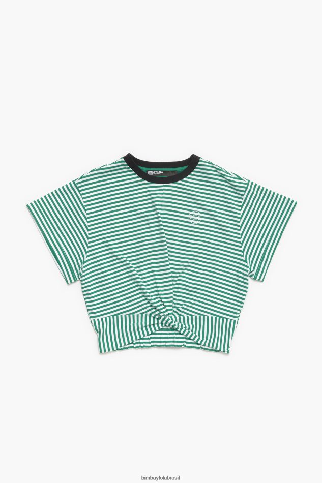 roupas Bimba Y Lola camiseta boxy nó verde e branco P28JFH321
