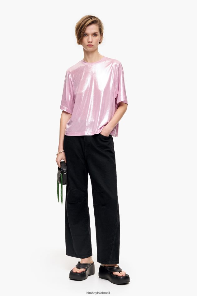 roupas Bimba Y Lola camiseta brilhante rosa P28JFH311