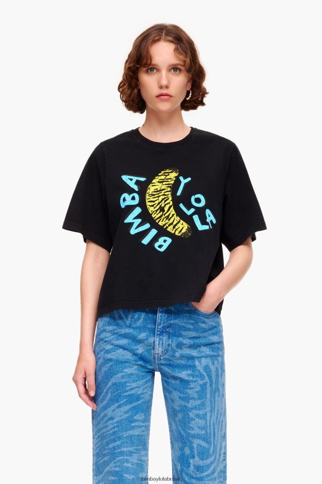 roupas Bimba Y Lola camiseta com estampa de banana preto P28JFH278