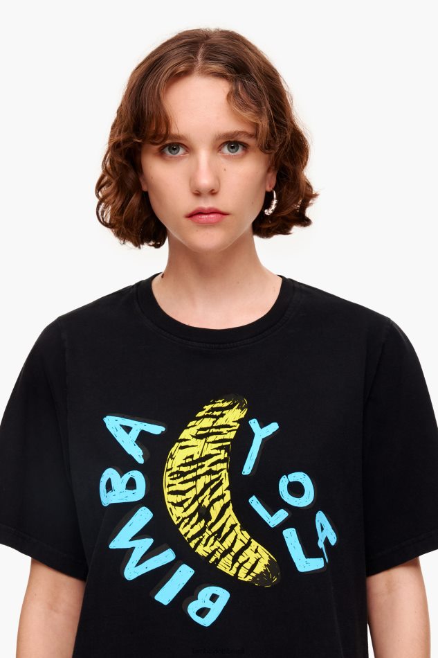 roupas Bimba Y Lola camiseta com estampa de banana preto P28JFH278
