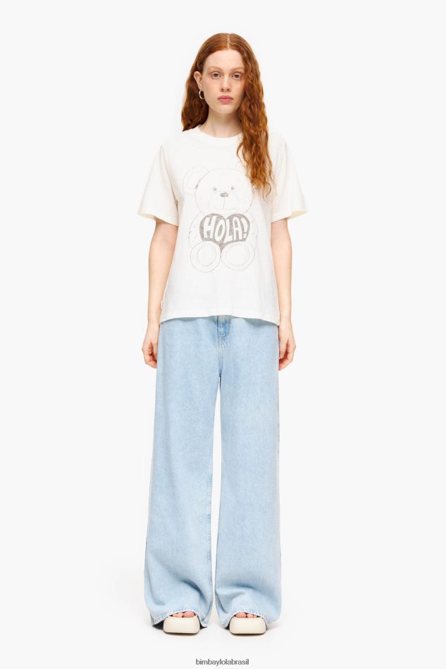 roupas Bimba Y Lola camiseta com estampa de urso panda cru P28JFH271