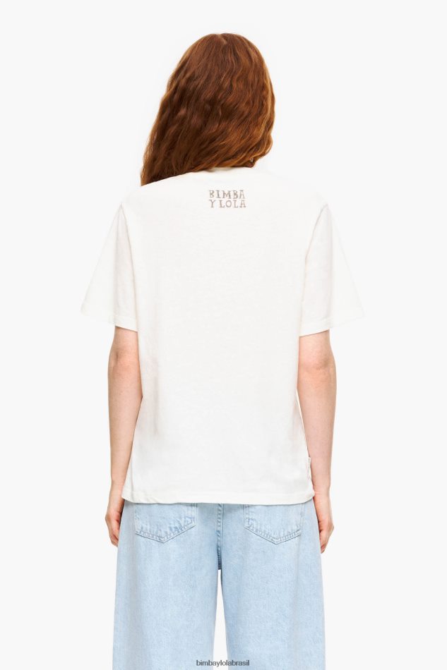 roupas Bimba Y Lola camiseta com estampa de urso panda cru P28JFH271