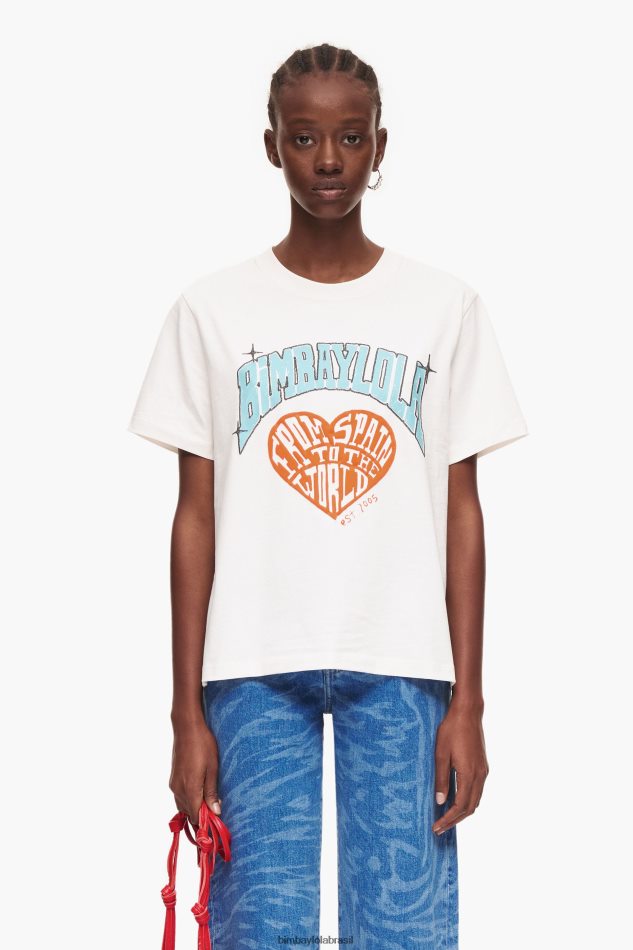 roupas Bimba Y Lola camiseta com logotipo da universidade branco P28JFH277