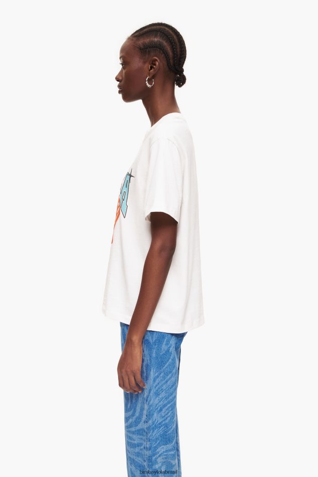 roupas Bimba Y Lola camiseta com logotipo da universidade branco P28JFH277