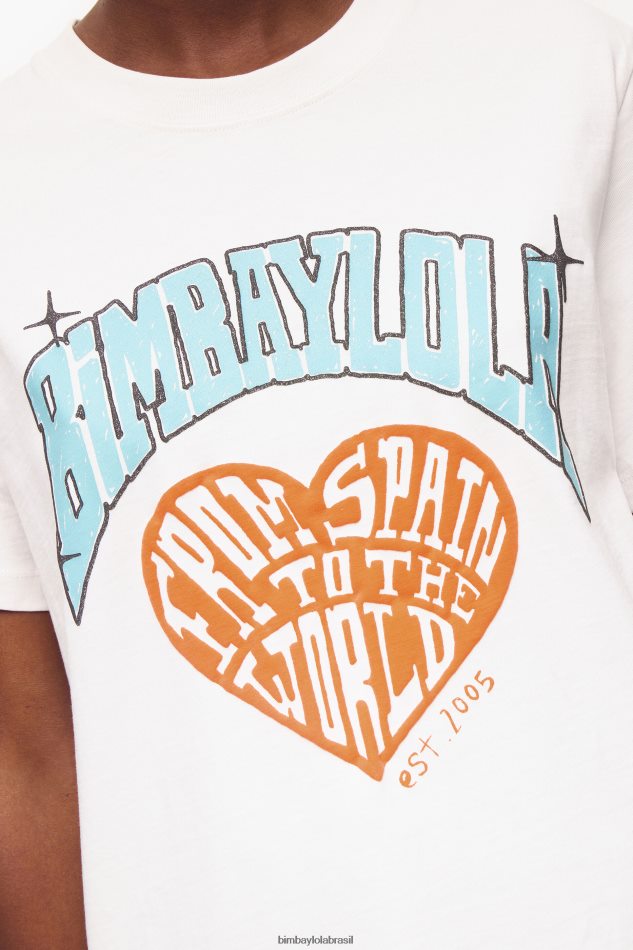 roupas Bimba Y Lola camiseta com logotipo da universidade branco P28JFH277