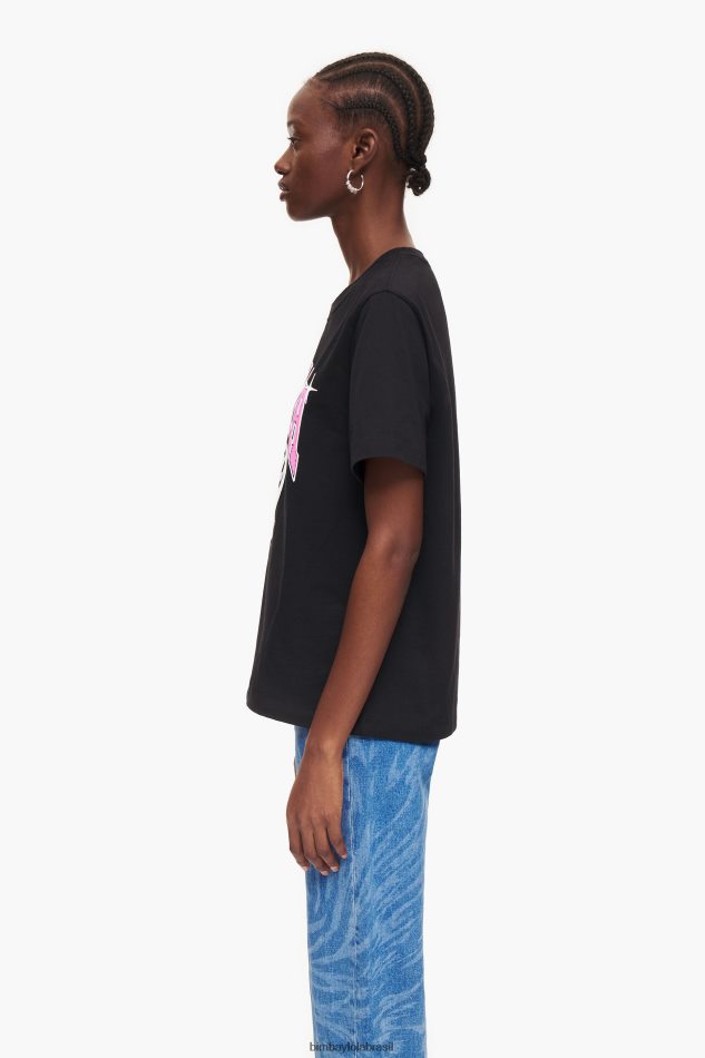 roupas Bimba Y Lola camiseta com logotipo da universidade preto P28JFH276
