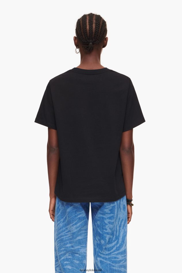 roupas Bimba Y Lola camiseta com logotipo da universidade preto P28JFH276