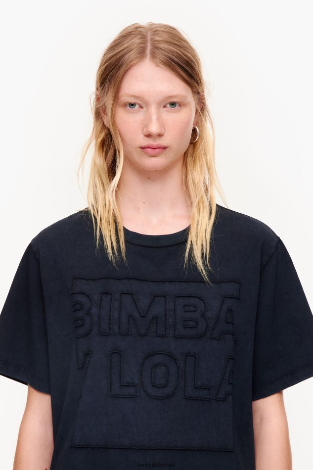 roupas Bimba Y Lola camiseta com logotipo de algodão preto P28JFH261