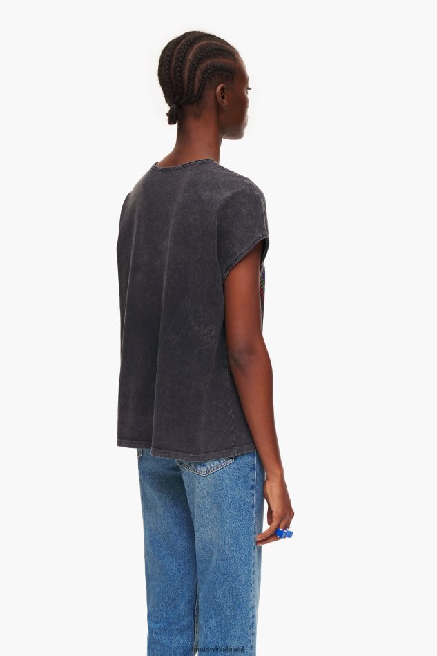 roupas Bimba Y Lola camiseta com logotipo preto lavado P28JFH259