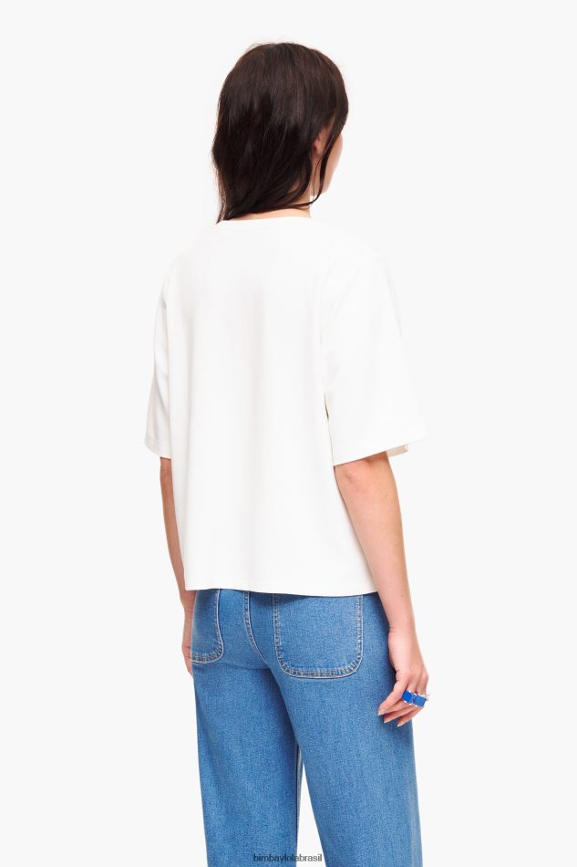 roupas Bimba Y Lola camiseta curta ponte di roma marfim P28JFH257