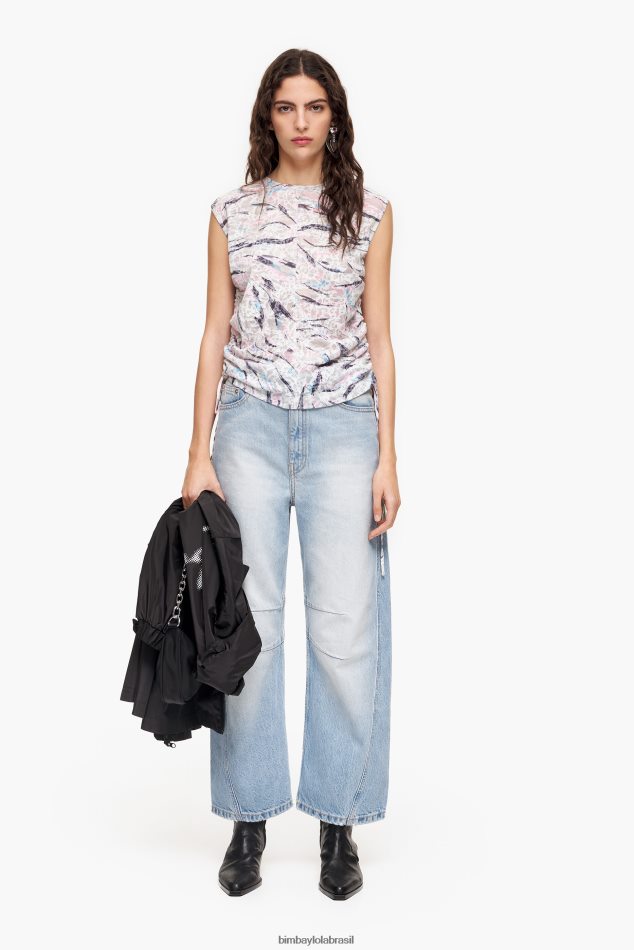 roupas Bimba Y Lola camiseta de algodão com estampa de asa de borboleta branco P28JFH303