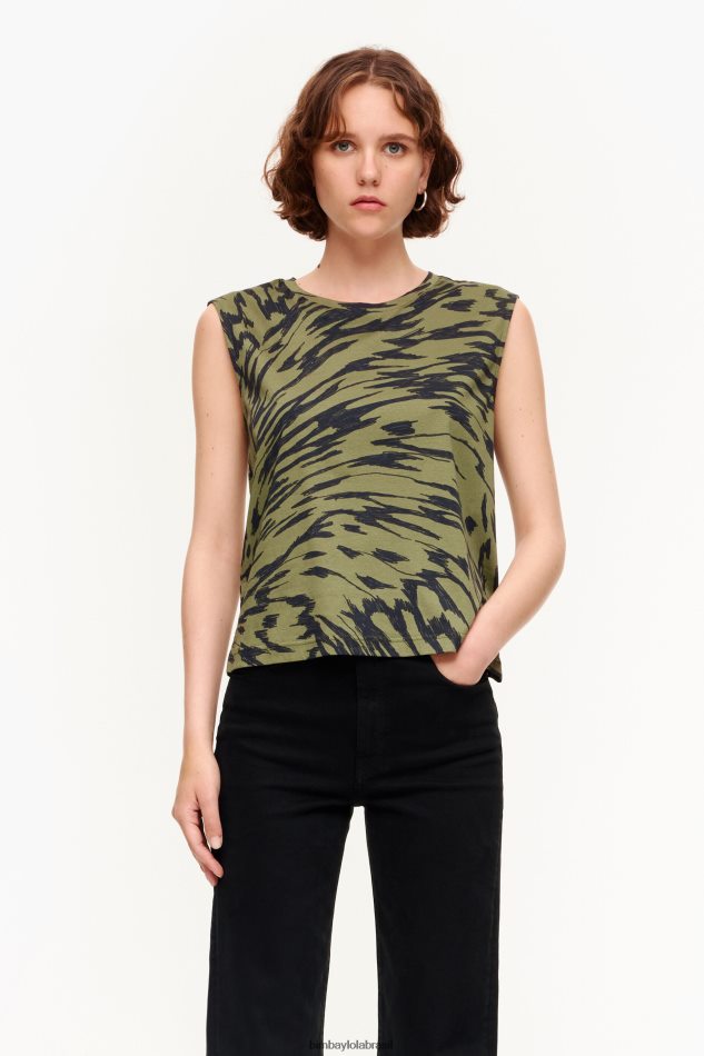 roupas Bimba Y Lola camiseta de algodão com estampa de asa de borboleta cáqui P28JFH298