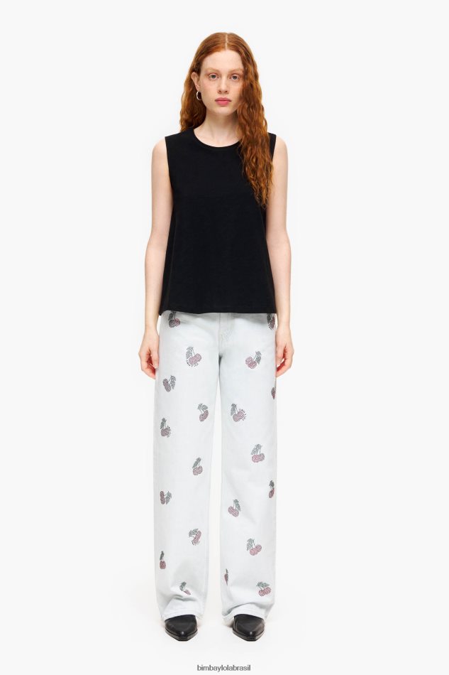 roupas Bimba Y Lola camiseta de algodão preto P28JFH294