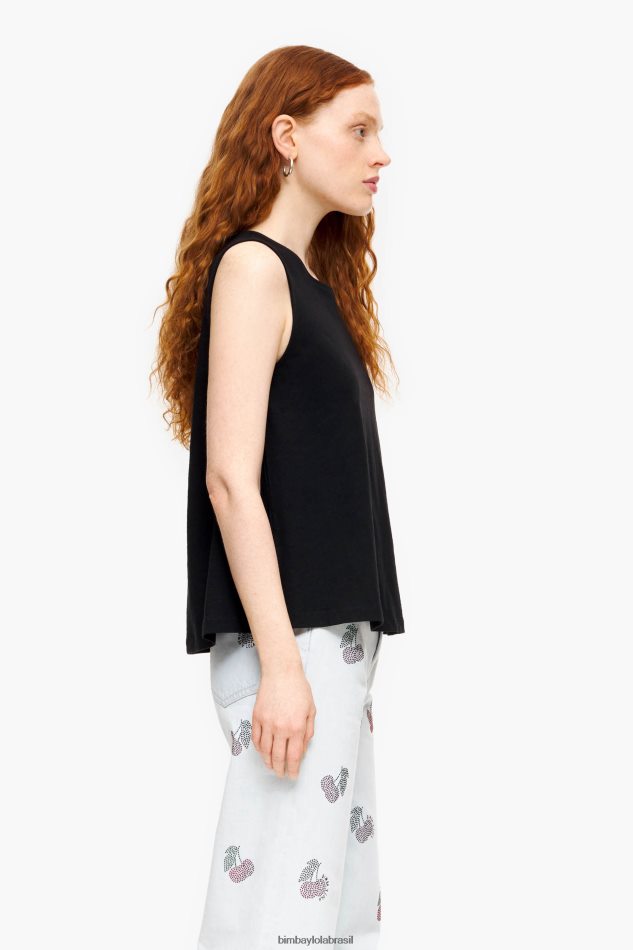 roupas Bimba Y Lola camiseta de algodão preto P28JFH294