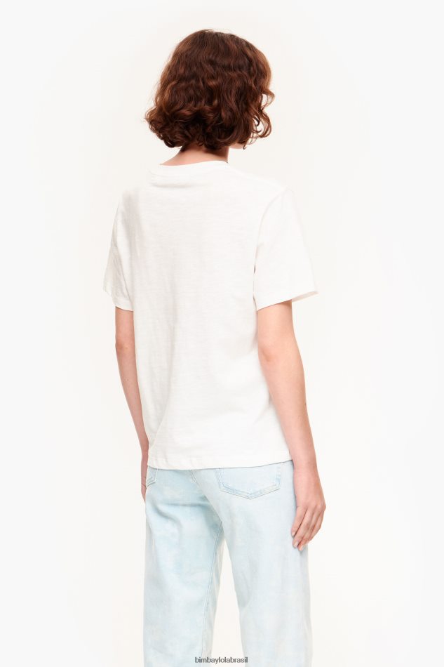 roupas Bimba Y Lola camiseta de urso logo marfim P28JFH270
