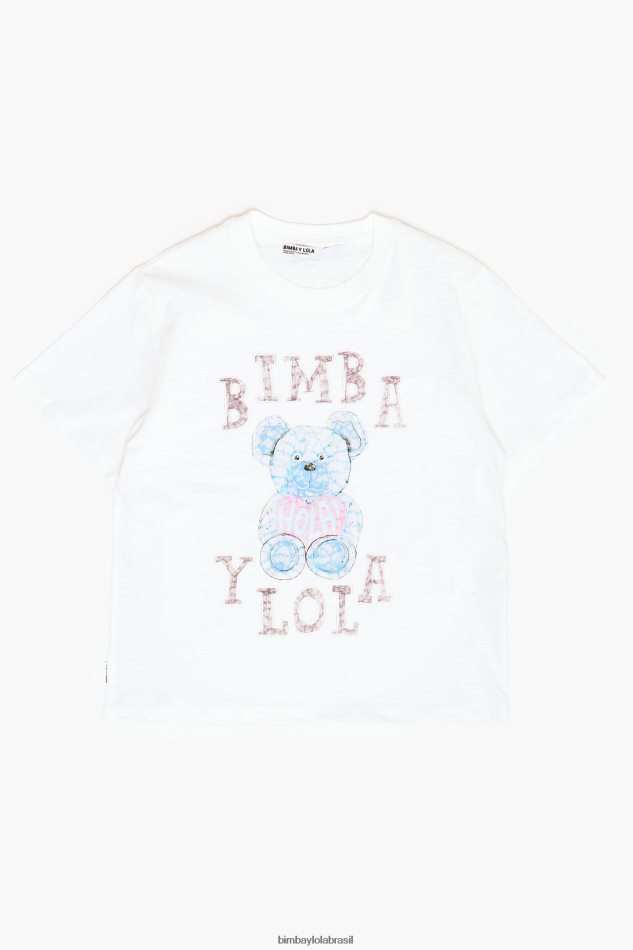 roupas Bimba Y Lola camiseta de urso logo marfim P28JFH270