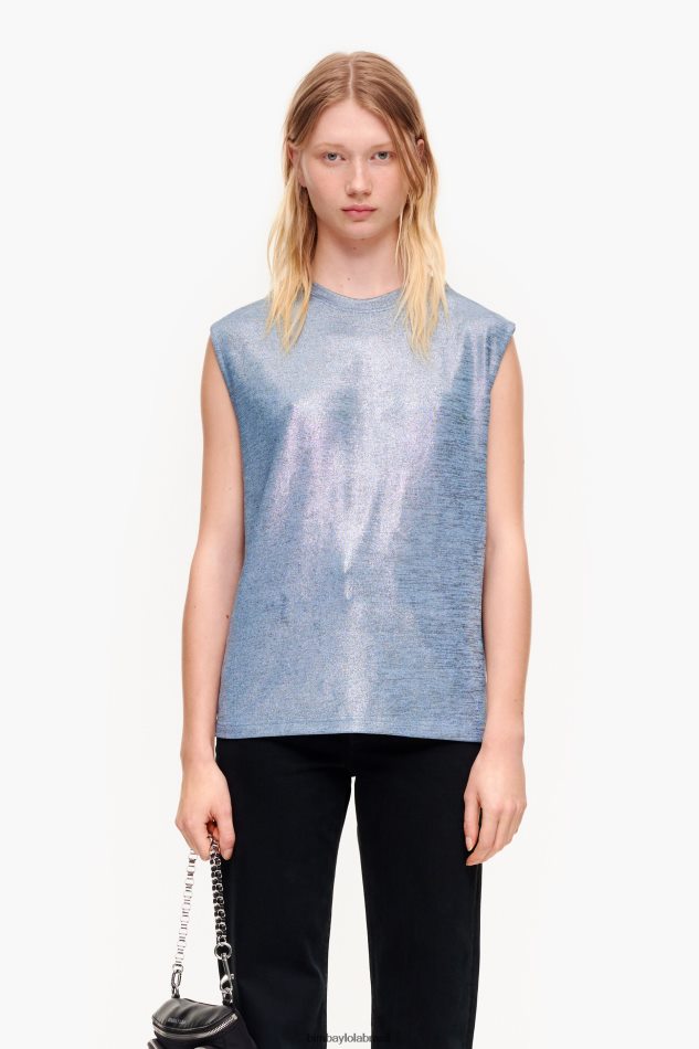 roupas Bimba Y Lola camiseta fluida curta azul P28JFH309