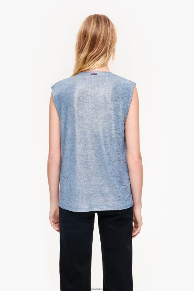 roupas Bimba Y Lola camiseta fluida curta azul P28JFH309