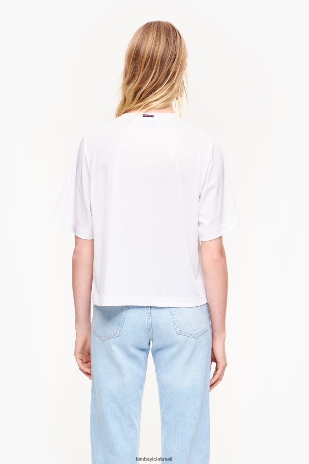 roupas Bimba Y Lola camiseta fluida curta branco P28JFH310
