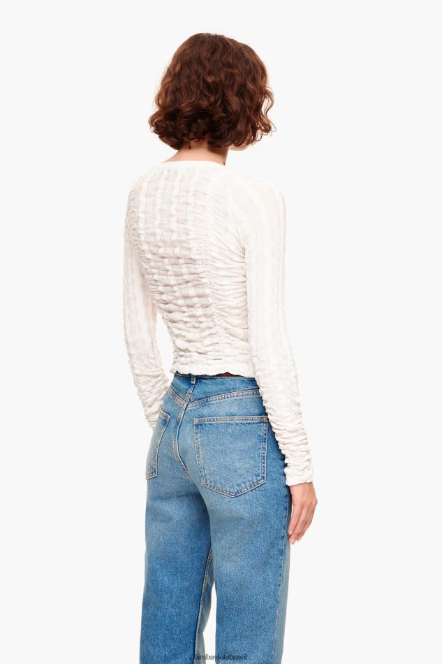 roupas Bimba Y Lola camiseta justa com textura marfim P28JFH312