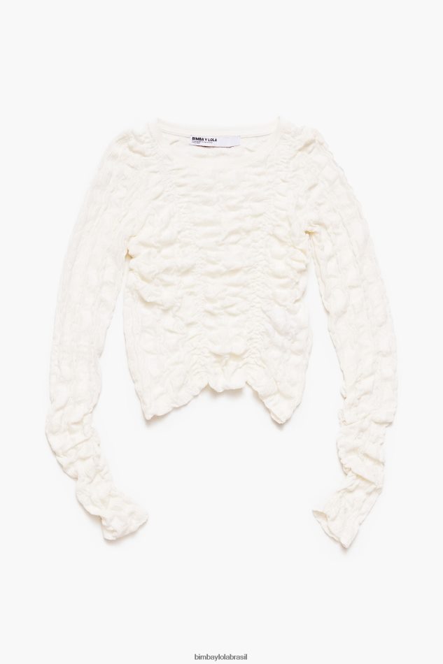 roupas Bimba Y Lola camiseta justa com textura marfim P28JFH312