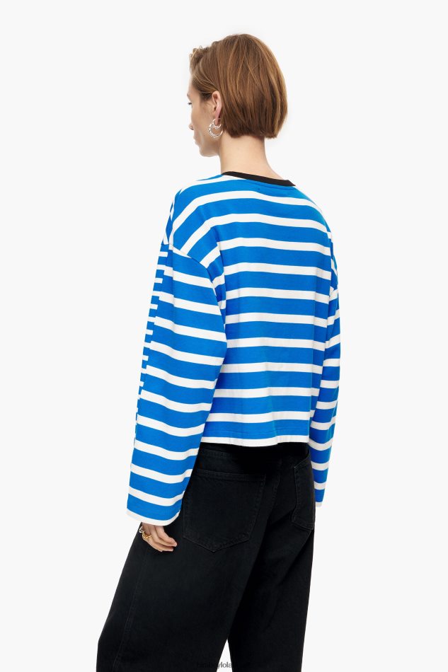 roupas Bimba Y Lola camiseta listrada de algodão azul P28JFH319