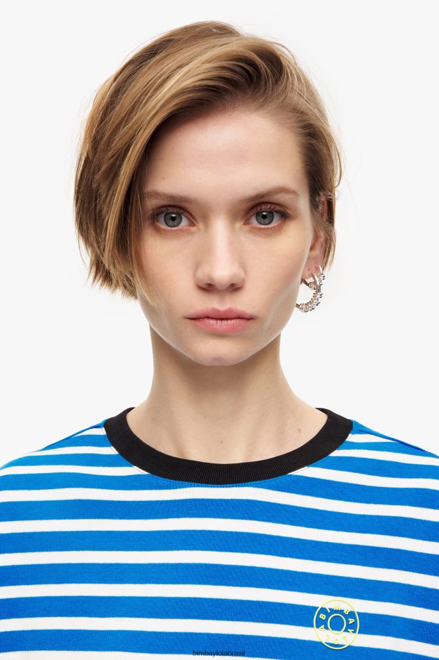 roupas Bimba Y Lola camiseta listrada de algodão azul P28JFH319
