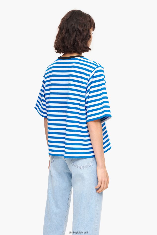 roupas Bimba Y Lola camiseta listrada para cachorro azul P28JFH254