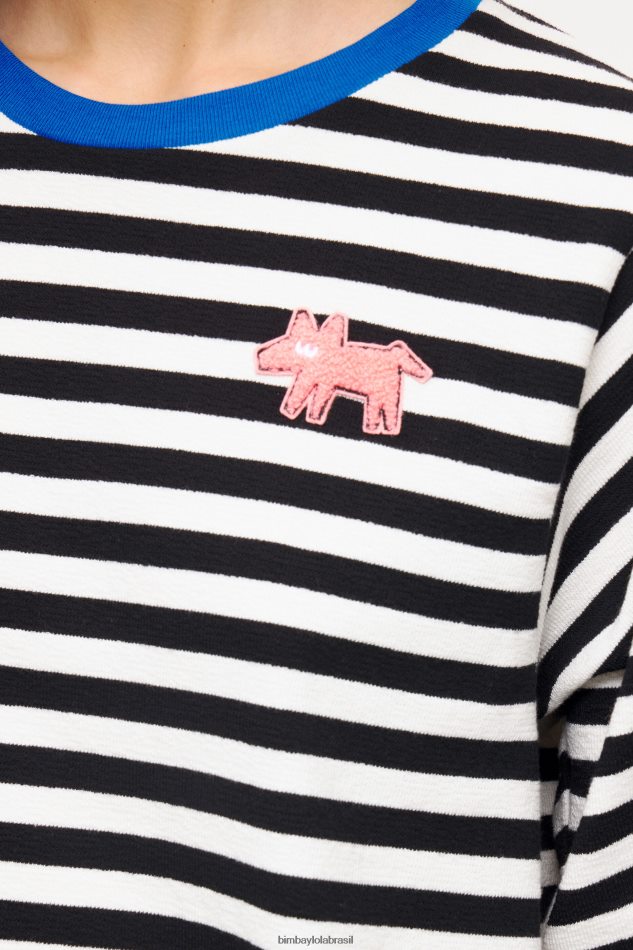 roupas Bimba Y Lola camiseta listrada para cachorro preto P28JFH252