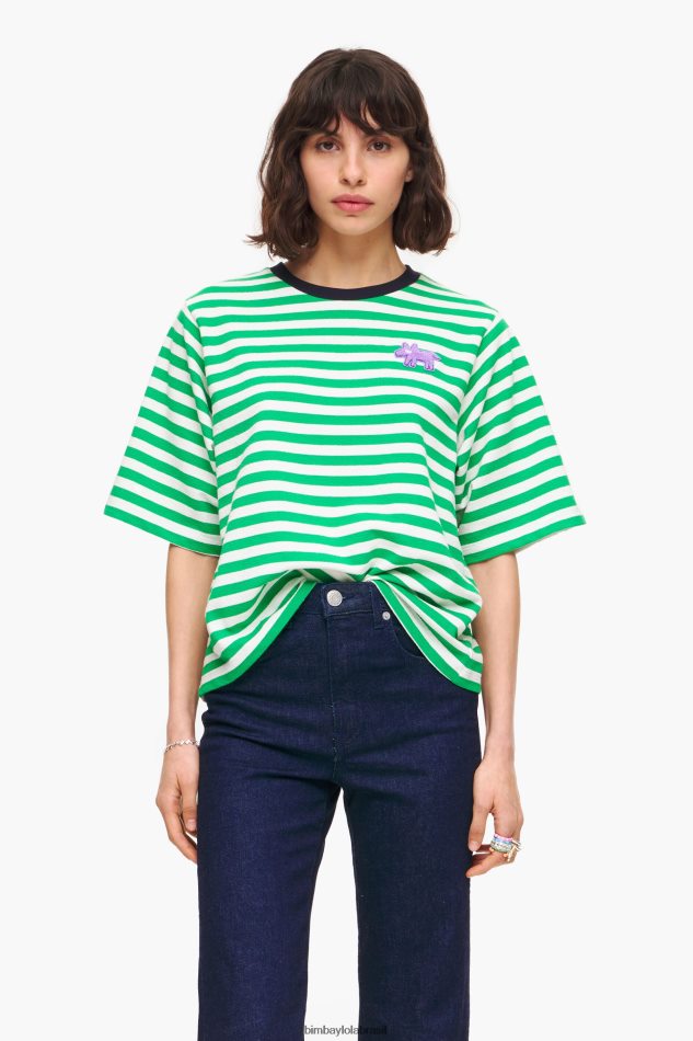 roupas Bimba Y Lola camiseta listrada para cachorro verde P28JFH256