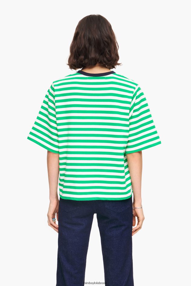 roupas Bimba Y Lola camiseta listrada para cachorro verde P28JFH256