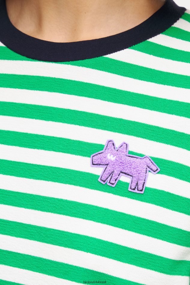 roupas Bimba Y Lola camiseta listrada para cachorro verde P28JFH256