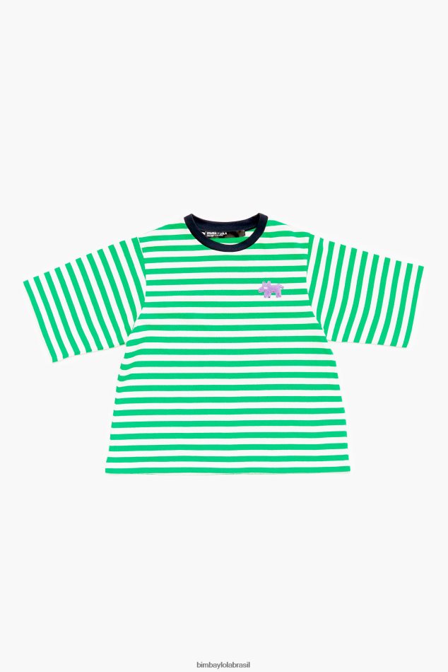 roupas Bimba Y Lola camiseta listrada para cachorro verde P28JFH256