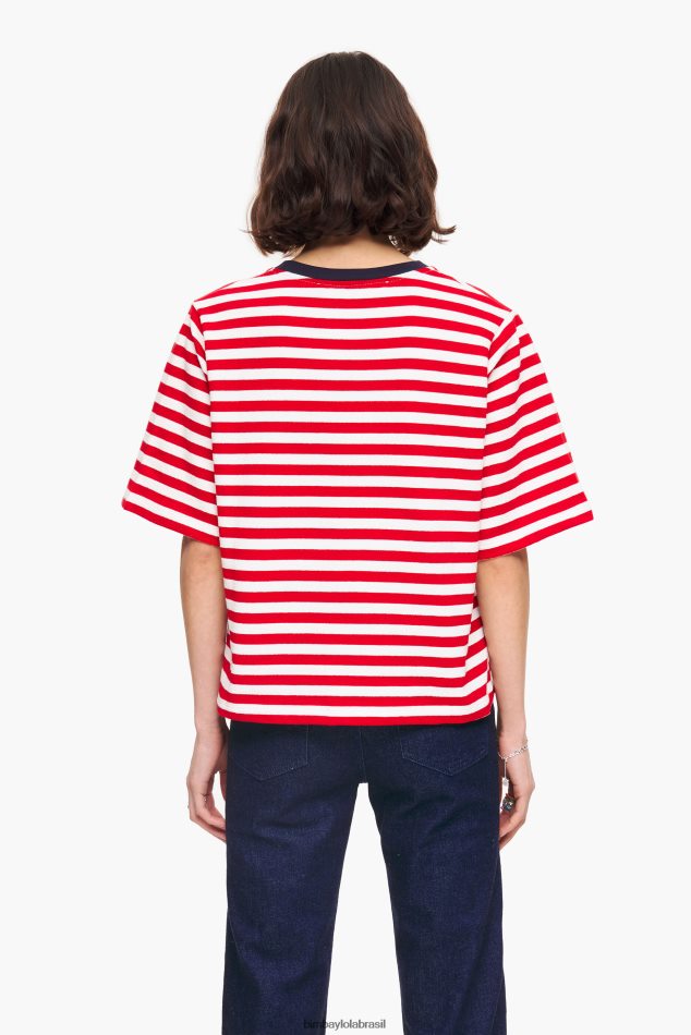 roupas Bimba Y Lola camiseta listrada para cachorro vermelho P28JFH250