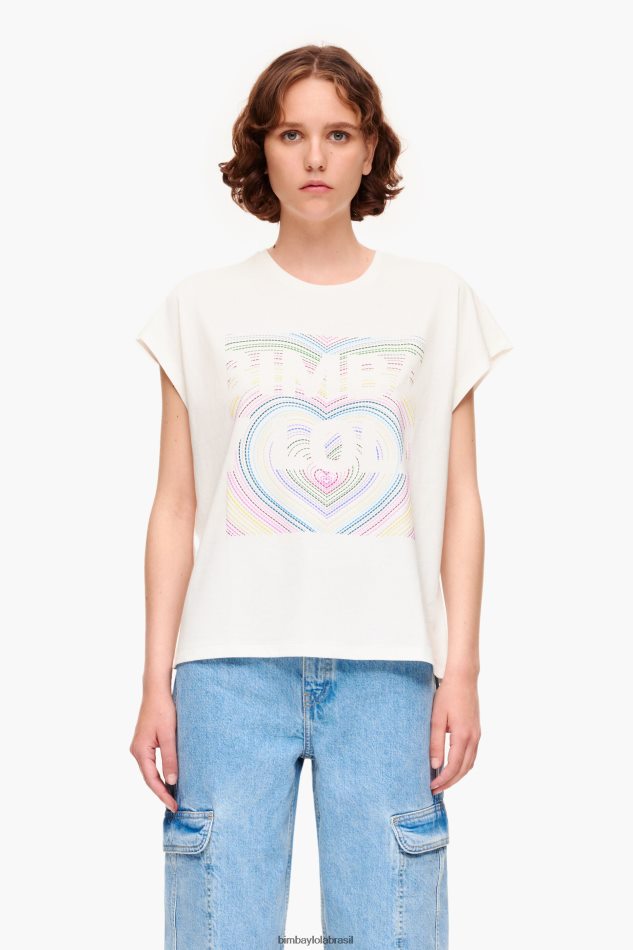 roupas Bimba Y Lola camiseta logo lápis marfim P28JFH260