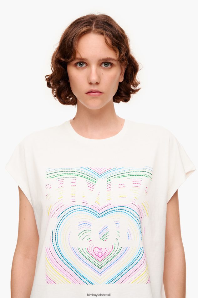 roupas Bimba Y Lola camiseta logo lápis marfim P28JFH260