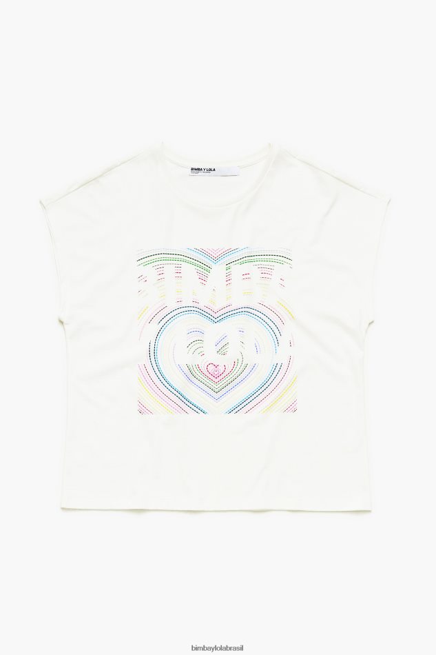 roupas Bimba Y Lola camiseta logo lápis marfim P28JFH260