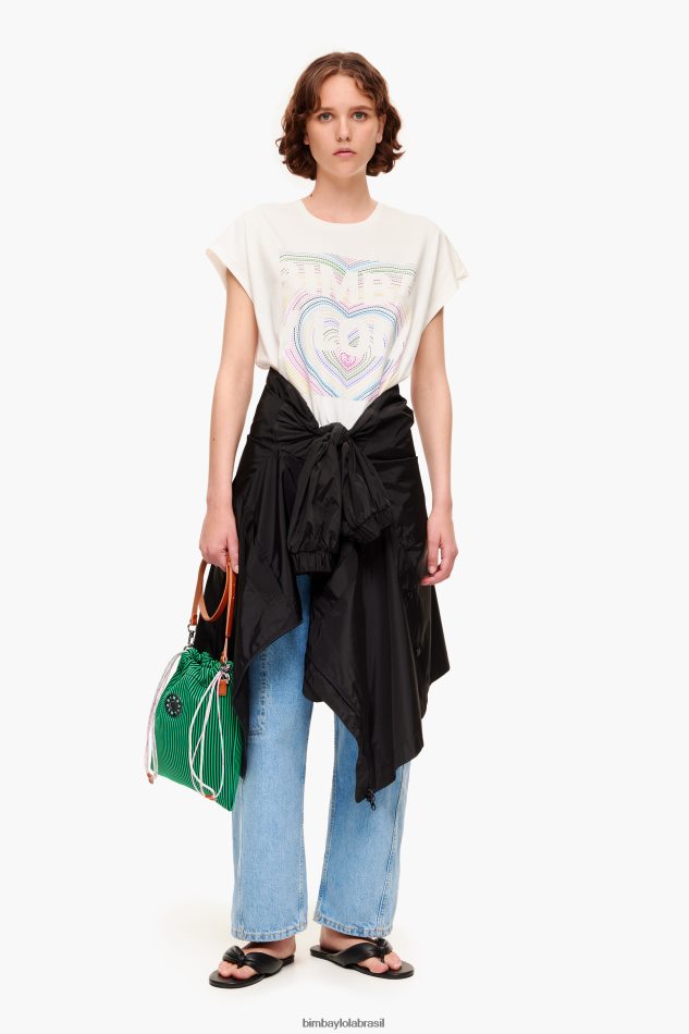roupas Bimba Y Lola camiseta logo lápis marfim P28JFH260