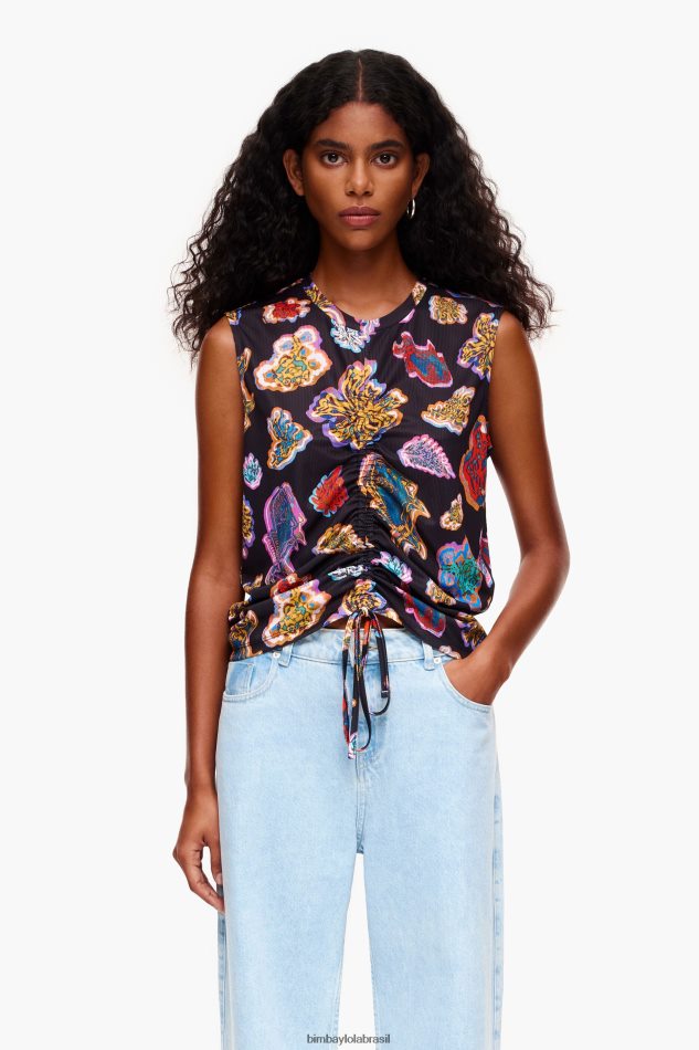 roupas Bimba Y Lola camiseta peixe mar preto P28JFH262