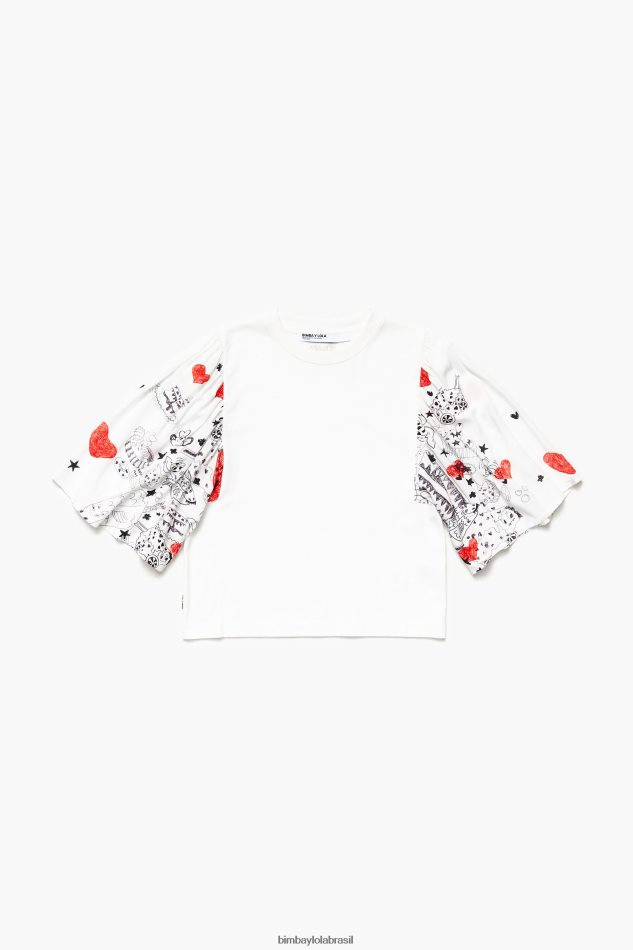 roupas Bimba Y Lola camiseta tecido duplo com estampa de coração apelido P28JFH282