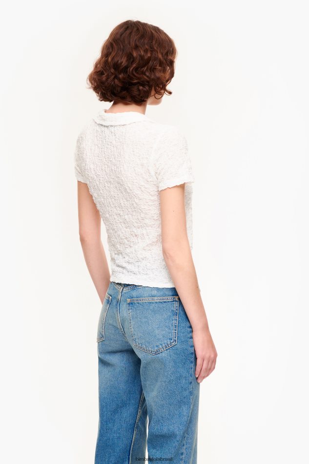 roupas Bimba Y Lola camiseta texturizada com botões marfim P28JFH287