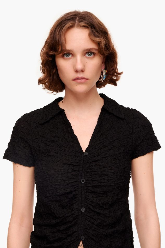 roupas Bimba Y Lola camiseta texturizada com botões preto P28JFH288