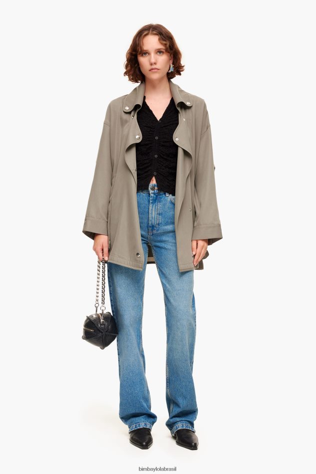 roupas Bimba Y Lola camiseta texturizada com botões preto P28JFH288