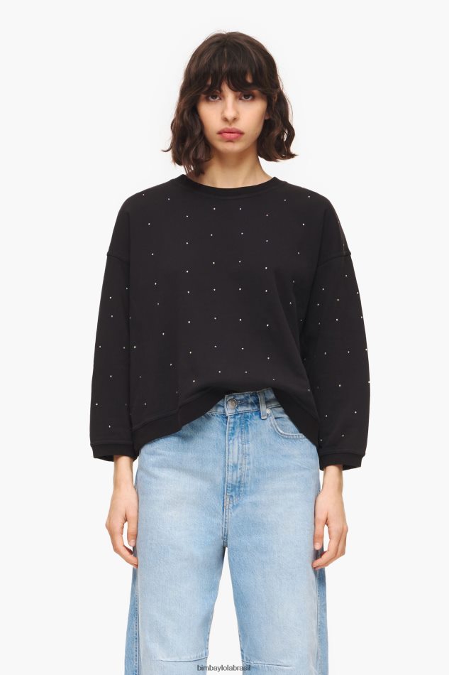 roupas Bimba Y Lola moletom brilhante preto P28JFH502