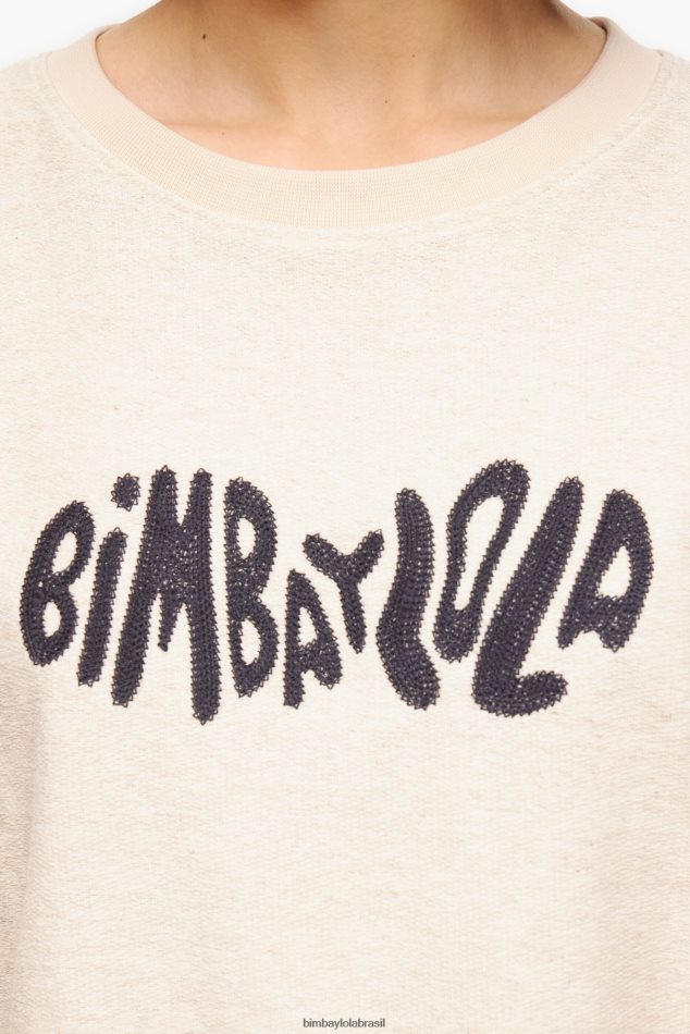 roupas Bimba Y Lola moletom com logo boxy areia P28JFH496