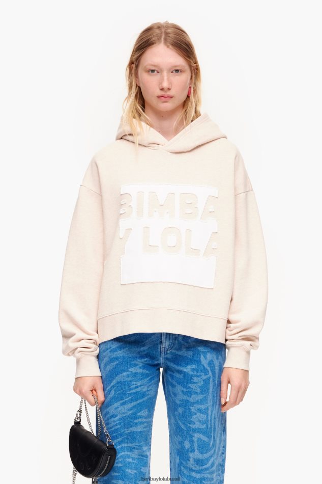 roupas Bimba Y Lola moletom de algodão marfim P28JFH492