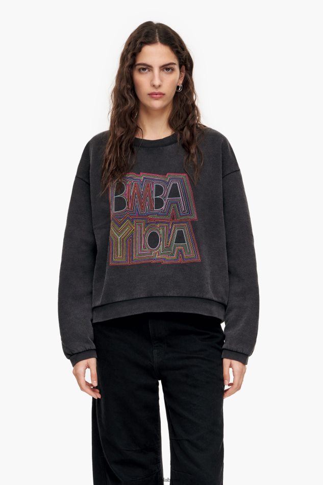 roupas Bimba Y Lola moletom quadrado preto P28JFH500
