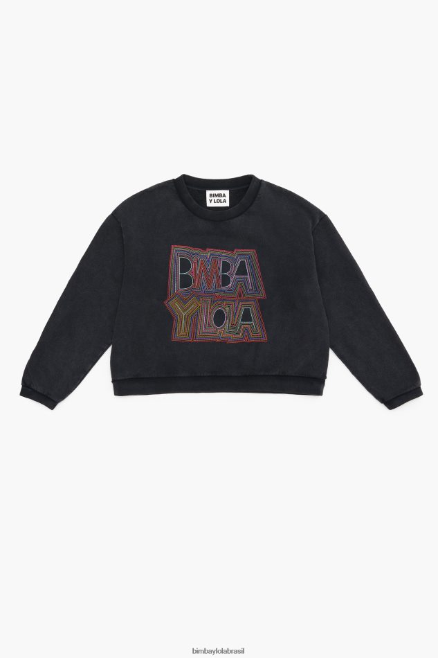 roupas Bimba Y Lola moletom quadrado preto P28JFH500
