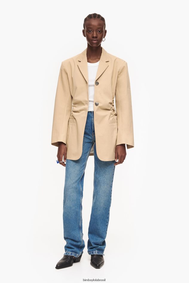 roupas Bimba Y Lola blazer de algodão camelo P28JFH468